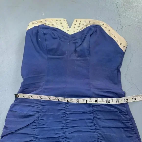 Alix Of Miami Rhinestone 1950s VTG Bathing Suit Swimsuit Hollywood Swim Wear Blu - Picture 8 of 16